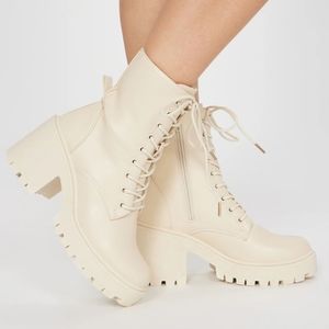 Almond Color Combat boots
